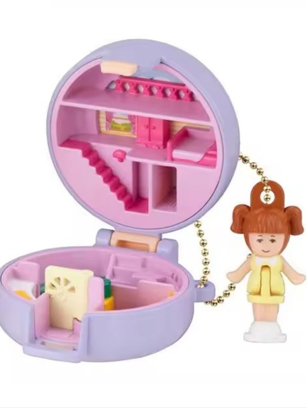 NWT Polly Pocket Miniature Keychain Capsule Bandai Gashapon Purple Compact Vol.2